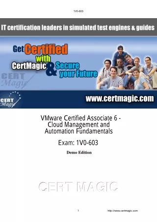 VMware 1V0-603 - VMware Certified Associate 6 - Cloud Management and Automation Fundamentals Exam Preparation