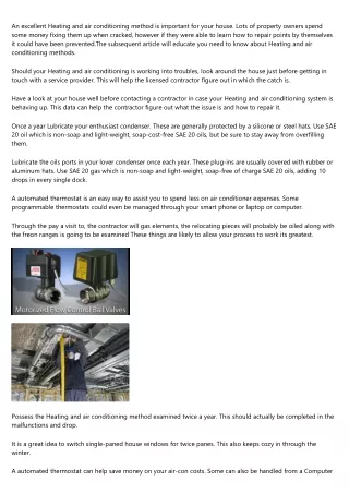 an excellent heating and air conditioning method