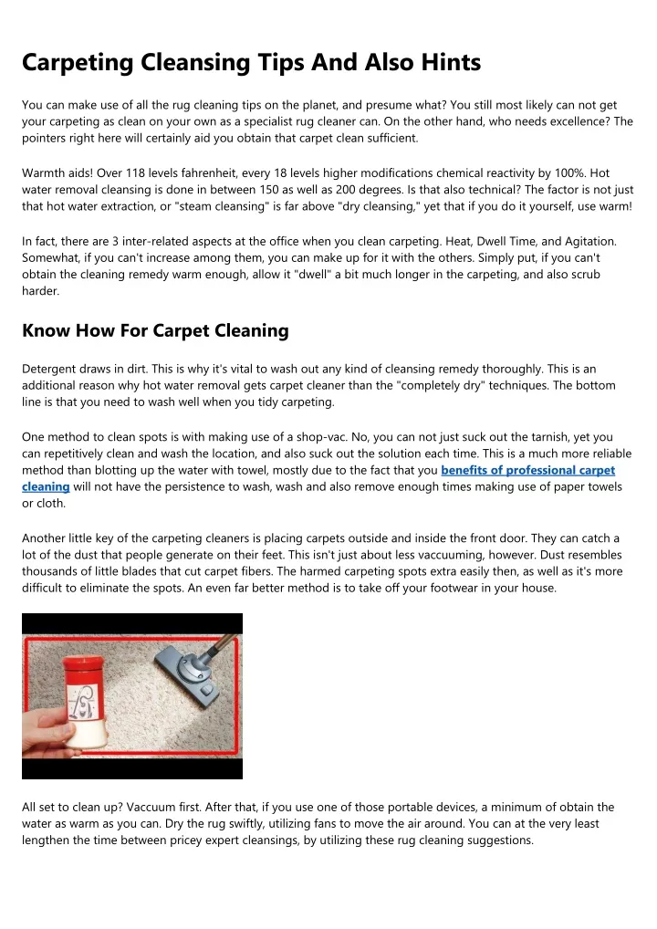 carpeting cleansing tips and also hints