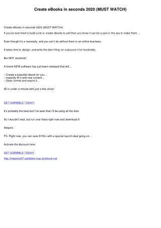 create ebooks in seconds 2020 must watch