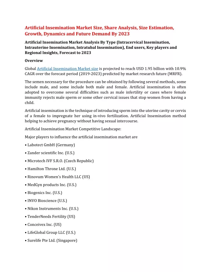 artificial insemination market size share