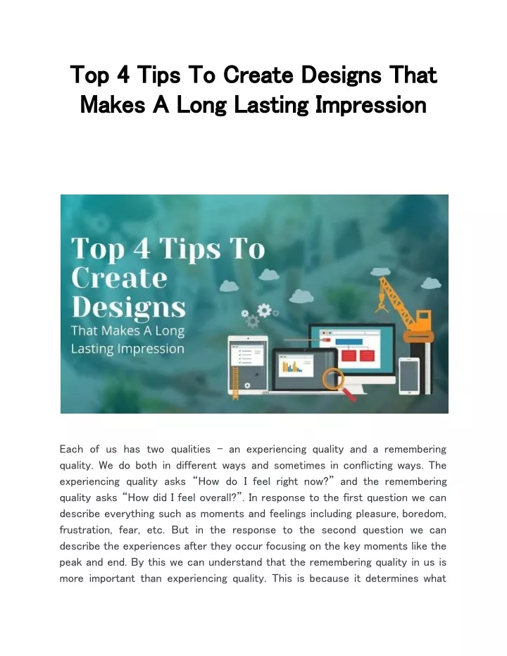 top 4 tips to create designs that makes a long