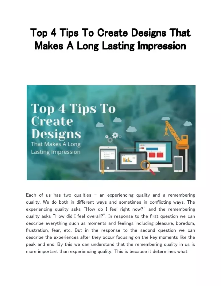 top 4 tips to create designs that makes a long lasting impression