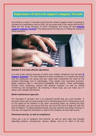 importance of network support company toronto
