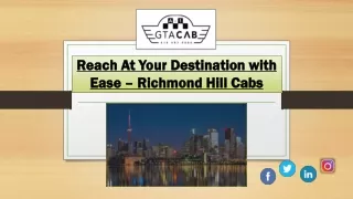 Reach At Your Destination with Ease - Richmond Hill Cabs