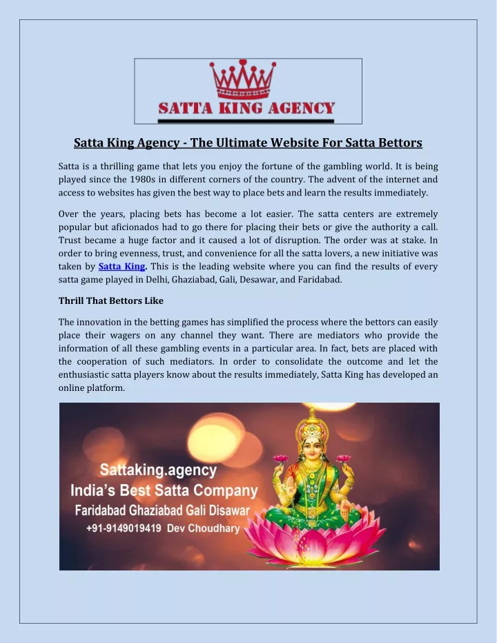 satta king agency the ultimate website for satta