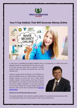 Your 4 Top Hobbies That Will Generate Money Online