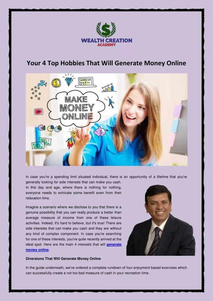 your 4 top hobbies that will generate money online