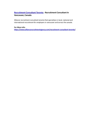 recruitment consultant toronto recruitment
