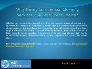 Why Hiring Commercial Cleaning Services Will Be a Great Choice?