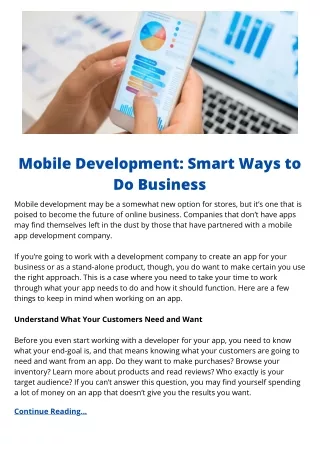 Mobile Development: Smart Ways to Do Business