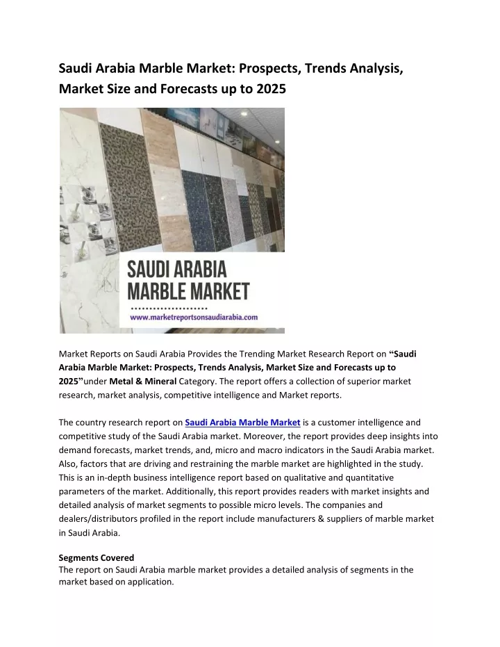 saudi arabia marble market prospects trends