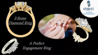 3 Stone Real Diamond Gold Ring - A Perfect Engagement Ring