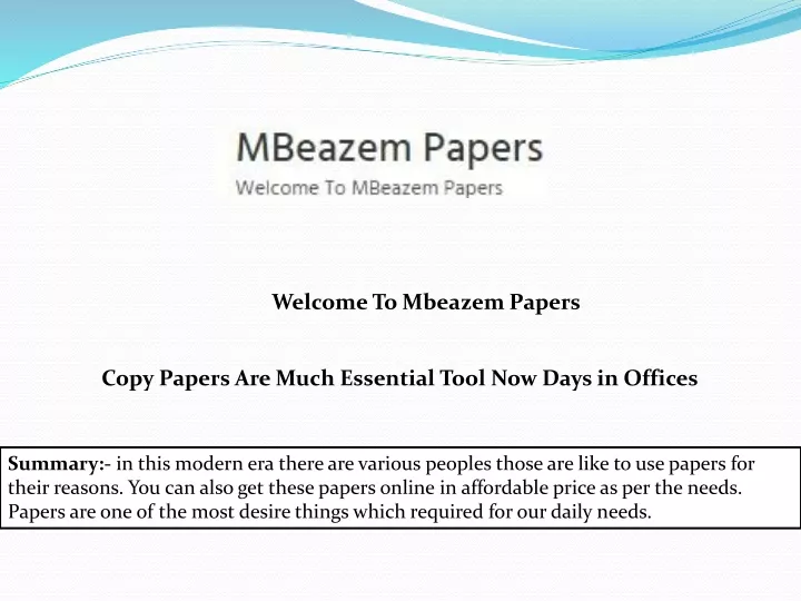 welcome to mbeazem papers
