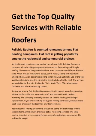 Get the Top Quality Services with Reliable  Roofers