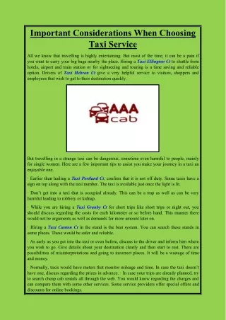 important considerations when choosing taxi