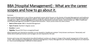 bba hospital management what are the career scopes and how to go about it