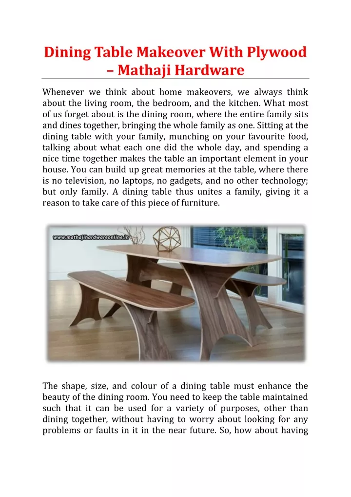 dining table makeover with plywood mathaji