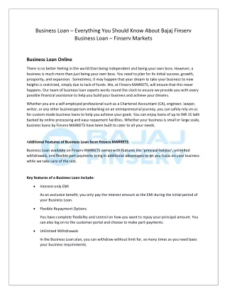 Business loan - Everthing you should know about Bajaj Finserv Business Loan - Finserv Markets