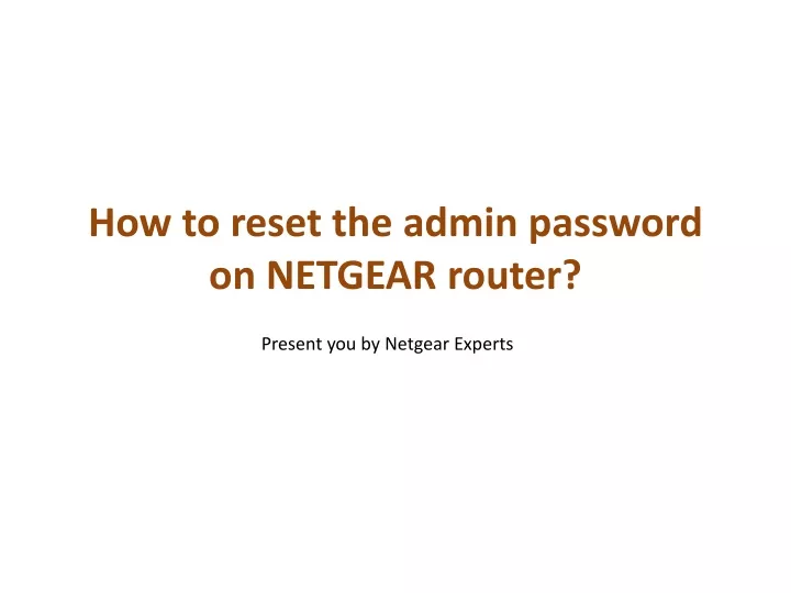 how to reset the admin password on netgear router