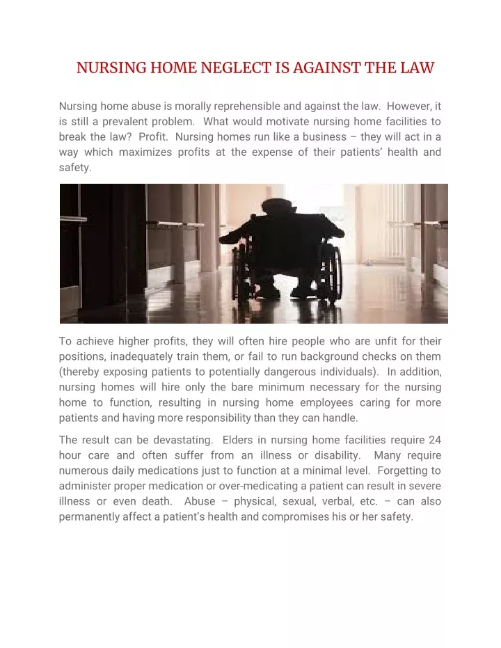 nursing home neglect is against the law nursing