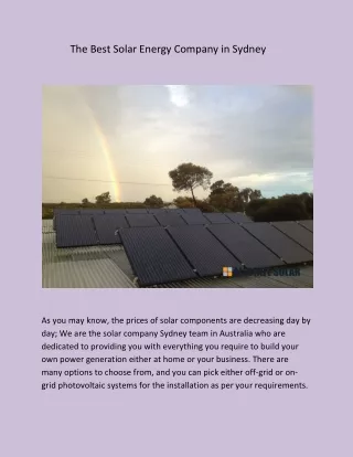 The Best Solar Energy Companies in Sydney