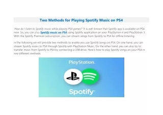 How to play Spotify Music on PS4