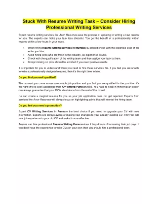 Stuck With Resume Writing Task – Consider Hiring Professional Writing Services