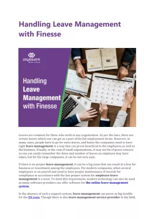handling leave management with finesse