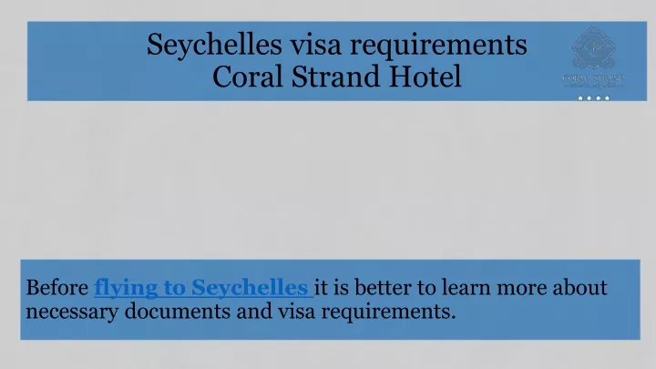 seychelles visa requirements coral strand hotel