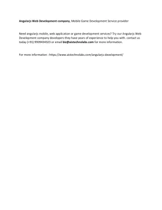 angularjs web development company mobile game