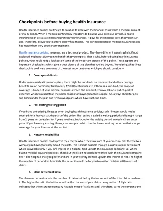 checkpoints before buying health insurance health