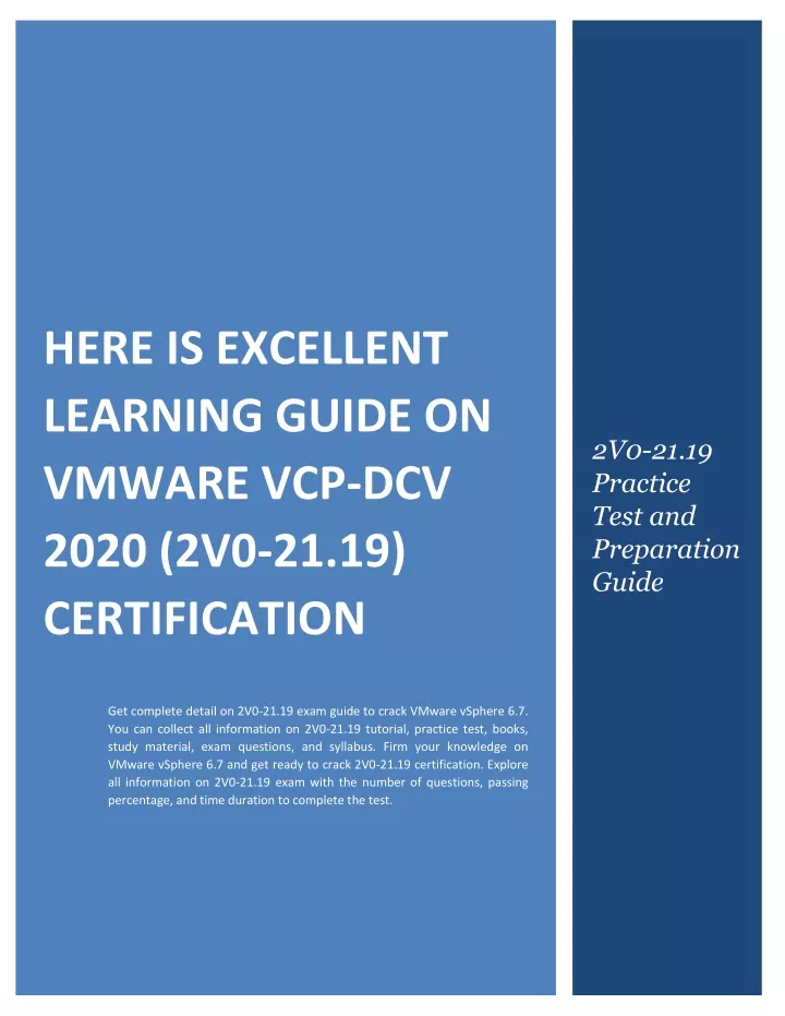 PPT - Here Is Excellent Learning Guide On VMware VCP-DCV 2020 (2V0-21. ...