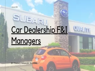 Car Dealership F&I Managers