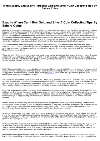 Where Exactly Can Easily I Purchase Gold and Silver?|Coin Collecting Tips By Sahara Coins