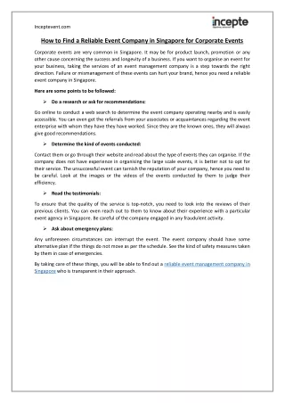 inceptevent com how to find a reliable event