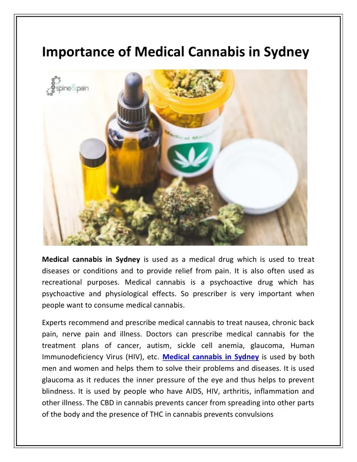 importance of medical cannabis in sydney
