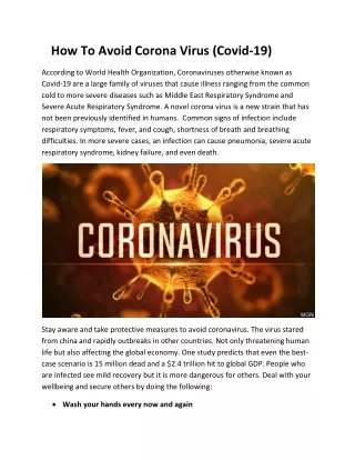 how to avoid corona virus covid 19
