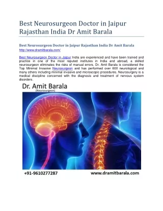 Best Neurosurgeon Doctor in Jaipur Rajasthan India Dr Amit Barala