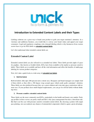 Types of Extended Content Labels