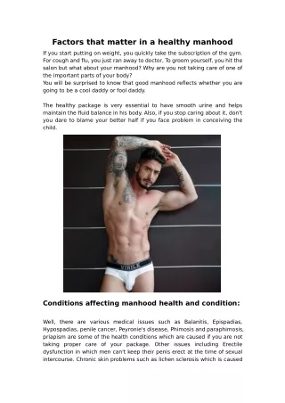 factors that matter in a healthy manhood
