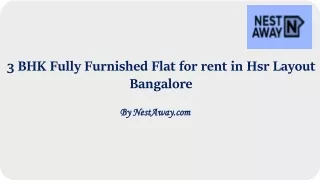 3 BHK Fully Furnished Flat for rent in Hsr Layout Bangalore