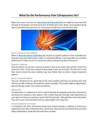 what do the performance pain chiropractors do