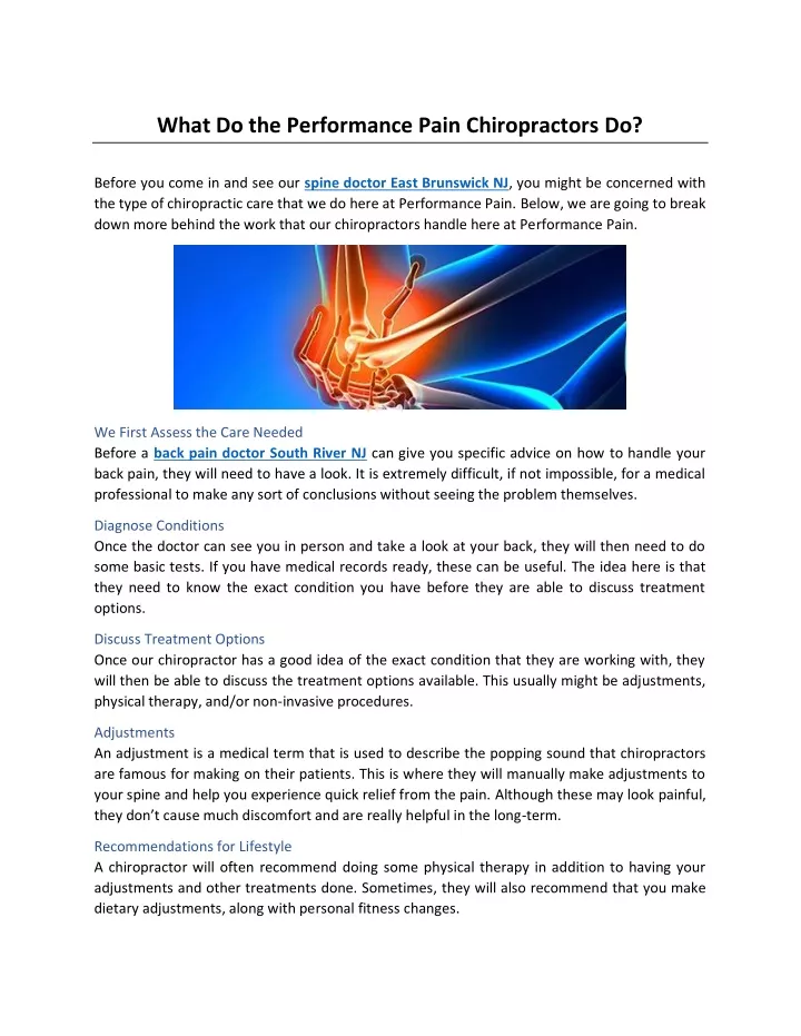 what do the performance pain chiropractors do