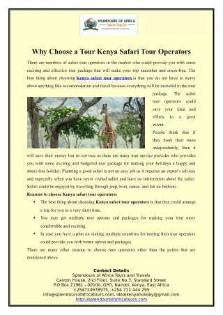 Why Choose a Tour Kenya Safari Tour Operators