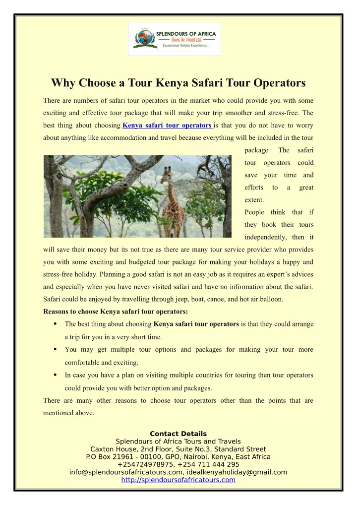 why choose a tour kenya safari tour operators