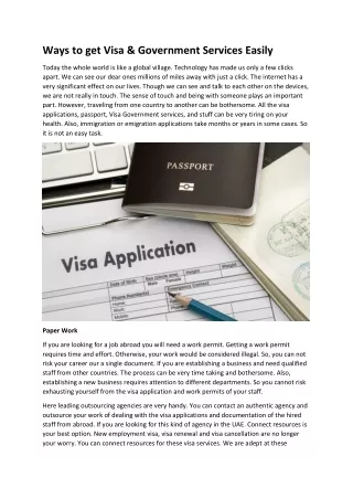 Ways to Get Visa & Government Services Easily