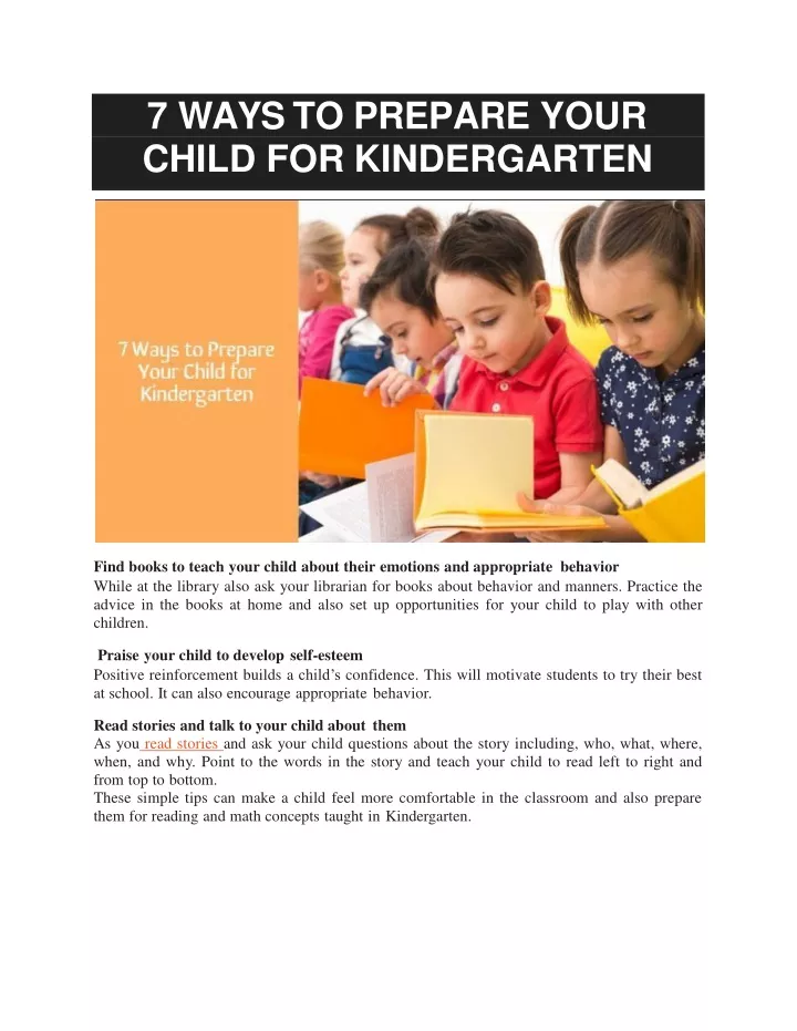 7 ways to prepare your child for kindergarten