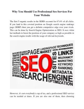 Why You Should Use Professional Seo Services For Your Website