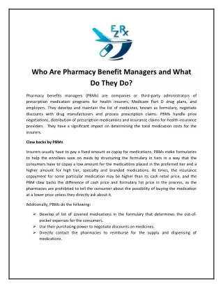 Who Are Pharmacy Benefit Managers and What Do They Do?